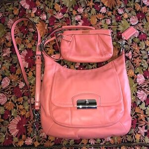 Coach hobo zippered bag & cosmetic bag pink